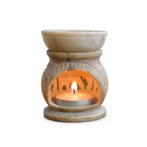 Handcrafted Natural Soapstone Essential Oil Burner | Tea Light <b>Wax</b> <b>Melt</b> Warmer Aromatherapy Diffuser for Home Spa Decor Gifts - Product Image 1