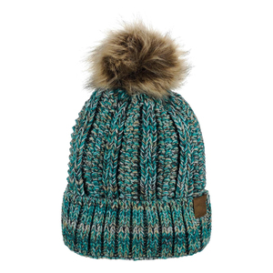 Gorro de punto unisex con pompón de piel sintética, color sólido, cálido para invierno, informal, para exteriores, para adultos, 56-58 cm - Product Image 6
