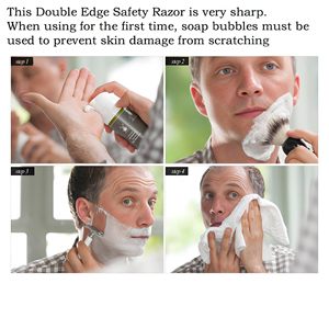 Rasoir de sécurité à double tranchant unisexe, 3 lames de rechange à double tranchant plaquées platine, rasoir de sécurité pour hommes - Product Image 4