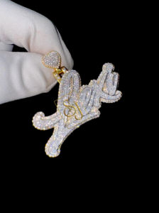 Collar con Nombre Personalizado en Plata Sólida 925 Estilo Hip Hop para Hombre, con Colgante Grande con Corazón y Diamantes Moissanite VVS, Ideal para Regalo - Product Image 5