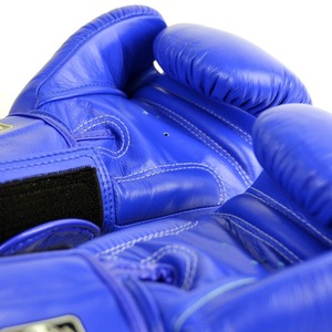 Gants de boxe bleus en gros, haute qualité, cuir de vachette véritable, équipement de frappe et d'entraînement de boxe, Muay Thai - Product Image 6