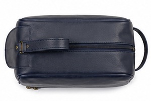 Gravs Premium Genuine Leather Eco-Friendly Waterproof Vintage Handled Travel Dopp Kit Zipper Cosmetic Organizer Travel <b>Case</b> - Product Image 5