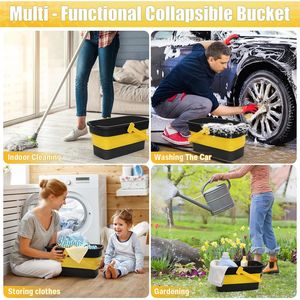 Secchio Quadrato Pieghevole in Silicone con Manico per Pulizia Finestre e Lavaggio Auto - Accessori Essenziali per la Pulizia - Product Image 5