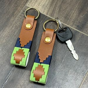 Handmade Genuine <b>Leather</b> <b>Keychain</b> With Embroidered Aztec Pattern Western Key Ring Custom Designer Key Holder for Office Gifts - Product Image 5