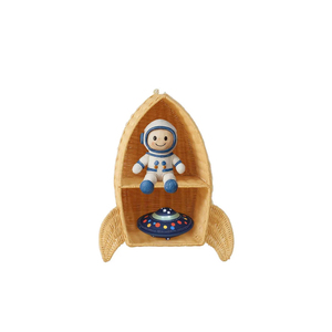 Étagère murale en rotin en forme de fusée, décoration de chambre d'enfant, organisateur de rangement tissé à la main, vente en gros d'usine, fournisseur OEM - Product Image 3