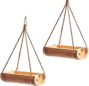 Mangeoire à oiseaux en bois classique à suspendre, mangeoire à graines pour oiseaux d'extérieur pour jardin, cour, patio, balcon, mangeoire décorative pour oiseaux - Product Image 3