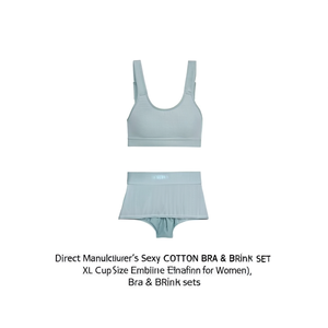 Direct Manufacturer's <b>Sexy</b> Cotton Bra & Briefs <b>Set</b> XL Cup Size Embroidery Rhinestone Decoration for Women - Product Image 3
