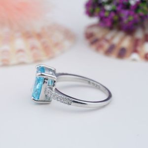 Bague de fiançailles en argent sterling S925 plaqué or 18 carats avec aquamarine ovale taille radiant 1,5 carat, certifiée luxe, pour cadeau de fille - Product Image 2