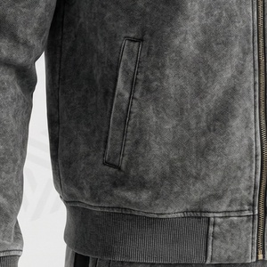 Chándal de invierno para hombre de algodón transpirable con lavado ácido, estampado personalizado, talla grande, con capucha, para correr, color personalizado - Product Image 4