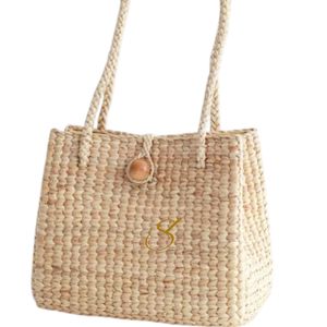 Water Hyacinth Straw <b>Handbag</b>, Classy Hand Woven Bag Eco-Friendly Tote, <b>Medium</b> Size Shoulder Bag | Sustainable Stylish Bag, Wicke - Product Image 2