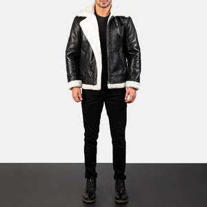 Custom <b>Men</b> Aviator <b>Leather</b> <b>Jacket</b> Genuine Shearling B3 Bomber Coat Heavy Winter Warm Fur <b>Jacket</b> Wholesale High Quality Male - Product Image 1