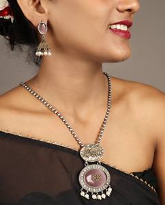 Parure de bijoux de mariée bicolore pour femme, plaqué or antique, style bohème ethnique, cadeau d'anniversaire de mariage, collier et boucles d'oreilles tendance - Product Image 2