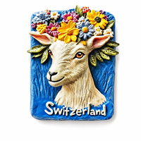 Aimant de réfrigérateur personnalisé en résine 3D, chèvre suisse, impression UV, autocollant animal pour réfrigérateur, cadeau de voyage, souvenir artisanal