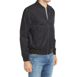 Blouson Bomber d'Hiver Homme Noir et Blanc, Fermeture Éclair Avant, Coupe Droite, Style Décontracté, Col Mandarin, Toile Teinte Réversible, Imperméable - Product Image 6