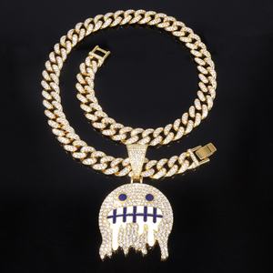 Pendentif dessin animé en moissanite Ice Face transfrontalier, micro-pavé, en argent plaqué or, bijoux hip-hop, cadeau tendance pour homme pour les fêtes - Product Image 6