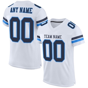 Vente en gros directe OMMIZ INDUSTRY Maillot de football authentique personnalisé blanc bleu marine-bleu poudre en maille - Product Image 1