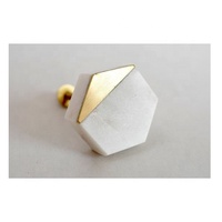 现代手工制作玛瑙大理石黄铜石材雕刻六角形抛光爱心风格定制家居装饰橱柜旋钮 Sam Global Export