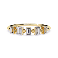 Bague en or 14 carats avec diamant de laboratoire taille baguette, alliance minimaliste empilable pour femme