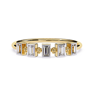 14K Gold Baguette Cut Lab Grown Diamond <b>Ring</b> Minimalist Stackable Wedding Band for Women - Product Image 4