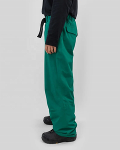 Pantalon de ski vert à taille élastique, style cargo avec boucle réglable, pour l'hiver et les activités de plein air, coupe ample - Product Image 3