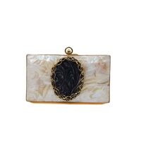 Pochette de soirée ovale artisanale indienne en laiton et nacre, sac d'été de luxe pour femme avec fermoir, idéal pour mariage et fête