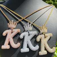 Colgante de Moissanita con Corona de Letra K Personalizada Estilo Hip Hop, Inicial Grande con Incrustaciones de Diamantes, Plata de Ley 925, Joyería Fina para Hombre