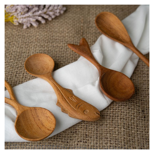 Ocean Collection Wooden Spoon Kid Wooden Spoon Fish Dolphin Whale <b>Shell</b> Handmade Wooden Spoon for Coffee Tea Spice Salt Suga - Product Image 4