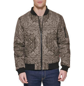 Blouson bomber en denim matelassé vintage pour homme, 100% coton, fermeture à boutons en corne - Product Image 1