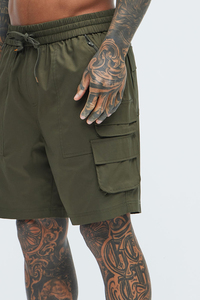 Pantalones Cortos Cargo para Hombre con Cintura Elástica, Cuatro Bolsillos, Fondo Blanco, Ropa de Trabajo de Verano, Deportivos Casuales, Gimnasio, Impermeables, de Secado Rápido, con Estampado - Product Image 4
