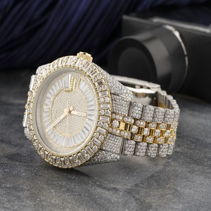 Montre de sport simple de luxe en acier inoxydable mécanique, entièrement sertie de diamants taille baguette, mouvement ETA, style Hip Hop, cadran entièrement incrusté - Product Image 2
