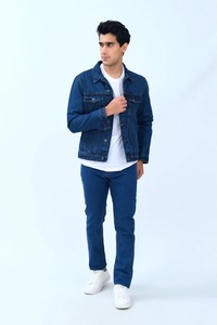 Veste en jean bleue pour homme, style classique, streetwear décontracté, coupe régulière, coton durable, écologique, respirant, brodée, pour tous - Product Image 3