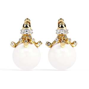 ต่างหูเพชรแล็บโกรว์สีเหลืองทองสำหรับผู้หญิงจาก JEWELLERY PLANET ทรงบริลเลียนต์คัท คลาสสิก หรูหรา เหมาะสำหรับงานแต่งงาน ชุบทอง 14k-22k ได้รับการรับรองจาก IGI - Product Image 1