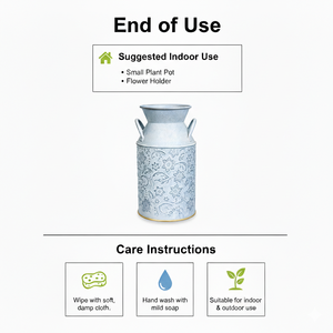 Maceta de Metal Galvanizado Estilo Rústico Vintage, Florero Retro Antiguo, Soporte para Plantas de Granja - Product Image 5