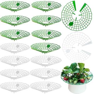 12 piquets de soutien pour plantes à motif fraise vert et blanc, 3 branches, fournitures de jardin, supports de culture, modèle de protection pour espacement de jardin - Product Image 1