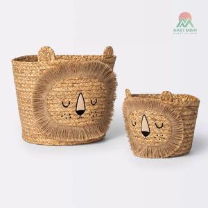 Hot Item <b>Wicker</b> Woven Water Hyacinth Eco-Friendly Circle Laundry <b>Baskets</b> Cute Animal Design Kids & Teen <b>Storage</b> Baby Room Decor - Product Image 1