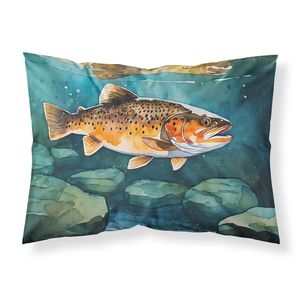 Ligero, supersuave, marrón, trucha, ilustraciones decorativas, funda de almohada, fácil cuidado, funda de cojín de tamaño estándar - Product Image 1