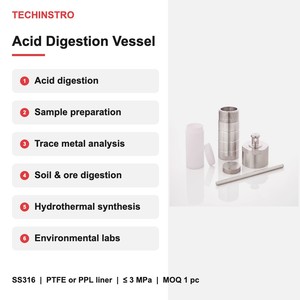 Recipiente para Digestión Ácida, Reactor de Autoclave Hidrotermal con Revestimiento de PTFE, Acero Inoxidable para Digestión y Síntesis de Muestras, 10-2000 ml - Product Image 4