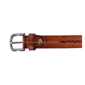 Stylish Hand Braided Design <b>Brown</b> Premium Leather Casual <b>Belt</b> for Men and <b>Women</b> with Nickle Plated Brass Buckle - Product Image 2