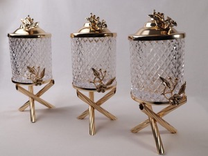 Modern Luxury <b>Glass</b> Spice <b>Jars</b> With Gold Chain Accents Airtight Cylinder Containers <b>For</b> Kitchen Storage - Product Image 6