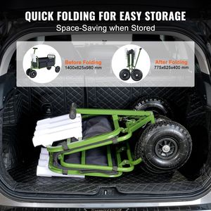 Carrello da Pesca Portatile con Capacità di Carico di 300 Libbre, Quattro Grandi Ruote da 11 Pollici, Pneumatici in Gomma, Carrello Marino Resistente per Pesca - Product Image 5