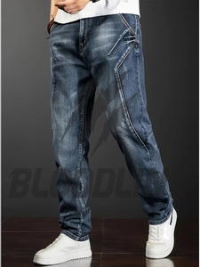 Jean droit noir en denim BLOODLINE pour homme – Coupe décontractée, taille mi-haute, en coton, style automne, tissu denim de qualité supérieure - Product Image 6