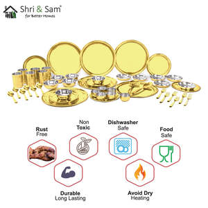 Ensemble de dîner Shagun en acier inoxydable avec revêtement PVD or 50 PCS (capacité de 6 personnes) - Product Image 2