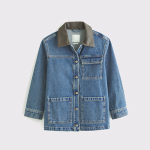 Chaqueta vaquera OEM para mujer, abrigo informal de otoño, chaqueta vaquera con botones, abrigo oversize - Product Image 1