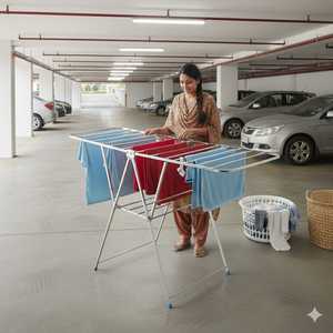 Séchoir à linge pliable haut de gamme, organisateur de linge réglable, support de suspension portable pour la maison, le balcon et la salle de bain - Product Image 2