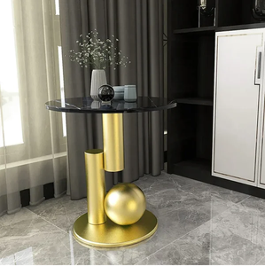 Wholesale <b>Table</b> <b>Black</b> Luxury Furniture <b>Marble</b> Top Round <b>Side</b> <b>Table</b> for Living Room, Hotel, Office <b>Black</b> Modern Corner <b>Table</b> - Product Image 1