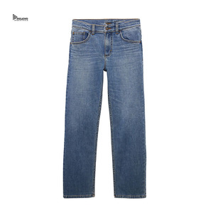 Jeans de Mezclilla Personalizados para Hombre, Corte Recto, Suaves y Transpirables, Lavado Medio, Algodón, Corte Regular, Estilo Casual, Ropa Urbana - Product Image 1