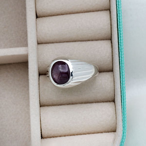 แหวนเงินแท้ 925 ประดับทับทิมทรงดาว ฝังแบบ Bezel ทำด้วยมือ งานหรูหรา ขายส่ง - Product Image 4