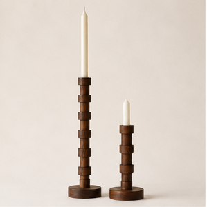 Modern Minimalist Solid Wood Candle Holder Set Handcrafted Taper Candle Stands For Dining Table Centerpiece Boho Home Decor - Product Image 3