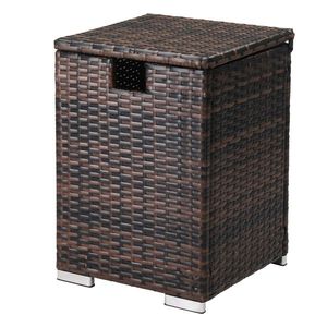 Tavolino da Caffè in Rattan con Struttura in Ferro Marrone Sfumato 40*40*57cm, Portabottiglie per Gas - Product Image 1