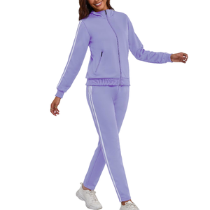 Women <b>Tracksuit</b> 2 Piece Set Purple Full Sleeve Zipper Front Casual Sportswear With Side Pockets Spring Wear Workouts <b>Tracksuit</b> - Product Image 5